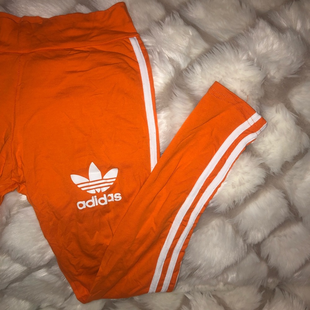 orange adidas leggings